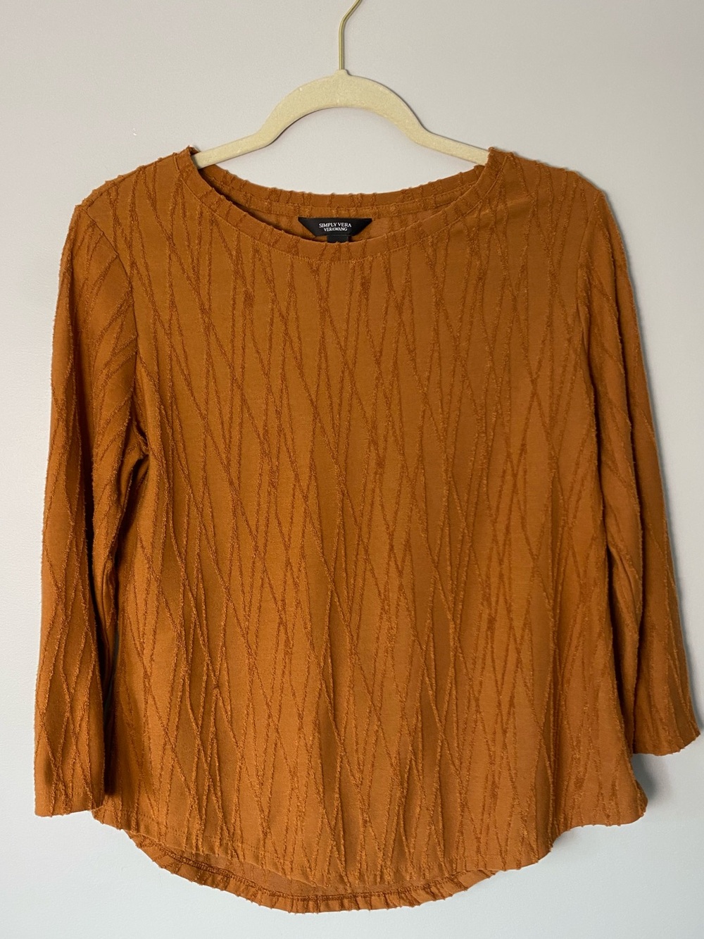 Simply Vera Vera Wang burnt pumpkin orange textured 3/4 lengths sleeve size M